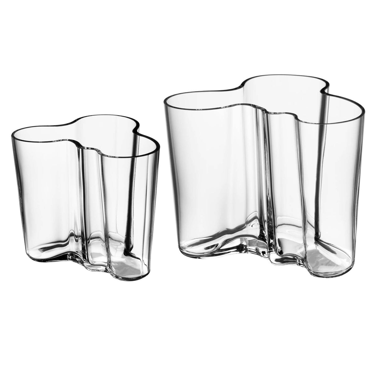 IITTALA Alvar Aalto Vase 95 and 120mm Clear Set of 2