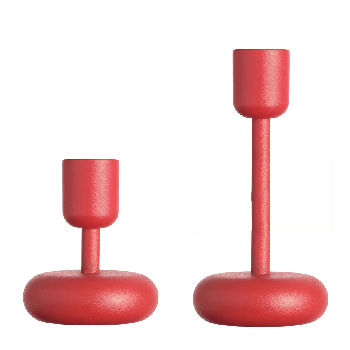 IITTALA Nappula Candleholder 107 and 183mm Red Set of 2