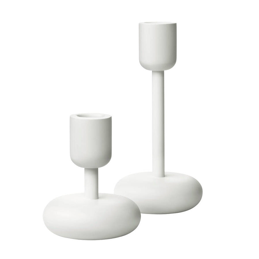 IITTALA Nappula Candleholder 107 and 183mm White Set of 2