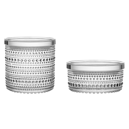 IITTALA Kastehelmi Jar Clear Set of 2 In Grey Tin