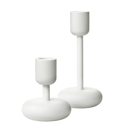 IITTALA Nappula Candleholder 107 and 183mm White Set of 2