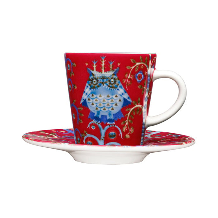 IITTALA Taika Espresso Cup 0.1L and Saucer Red Set of 2