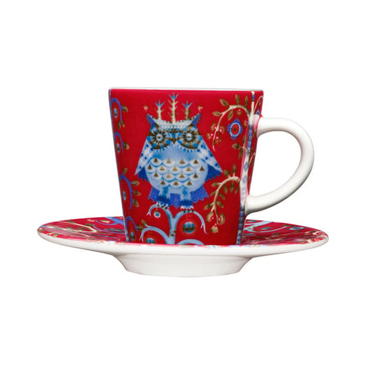 IITTALA Taika Espresso Cup 0.1L and Saucer Red Set of 2
