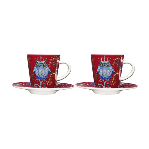 IITTALA Taika Espresso Cup 0.1L and Saucer Red Set of 2